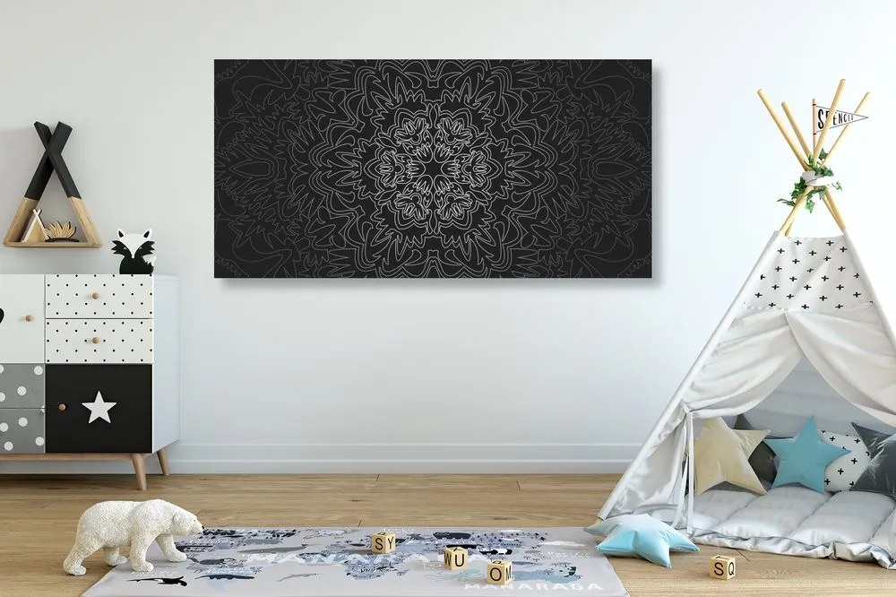Tablou Mantala ornamentală în design alb-negru