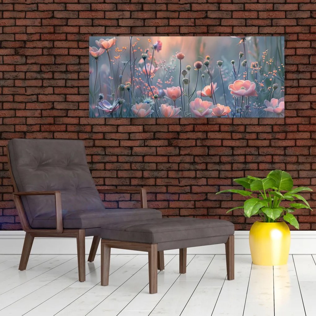 Tablou - Flori în culori pastelate (120x50 cm)