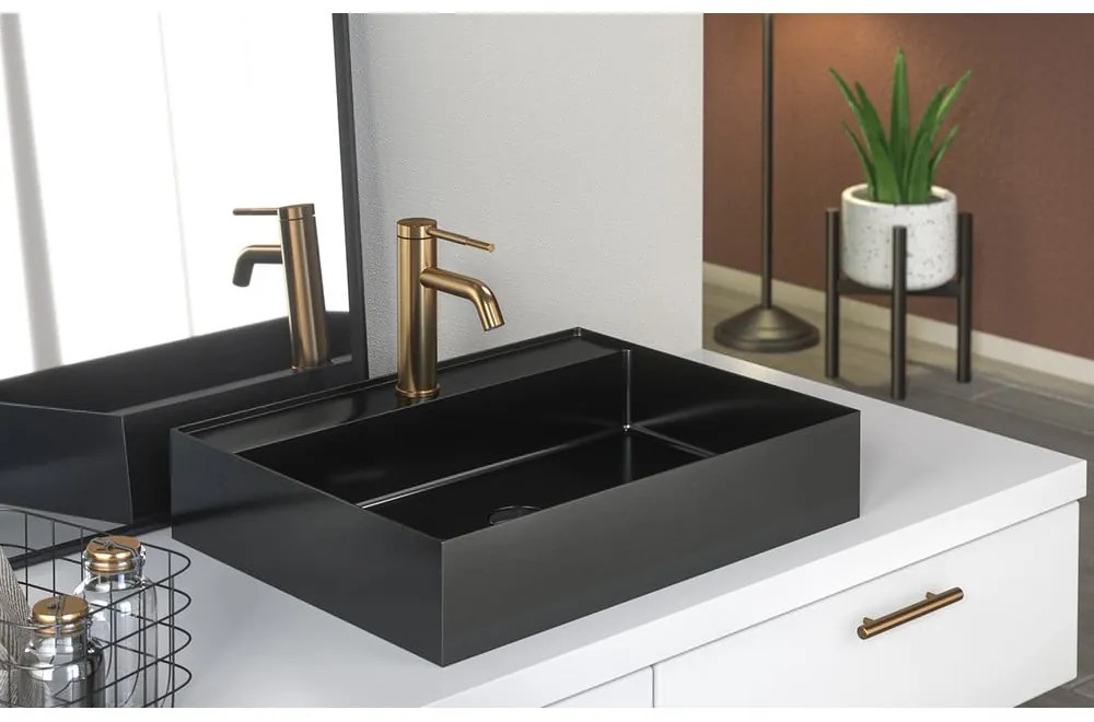 Chiuvetă neagră din oțel inoxidabil 55x42 cm Aurum – Sapho