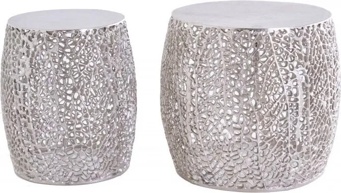 Set de 2 masute cu aspect deosebit Leaf argintiu