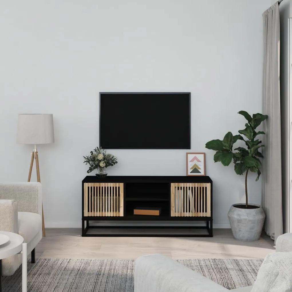 Comoda TV, negru, 105x30x45 cm, lemn prelucrat  fier