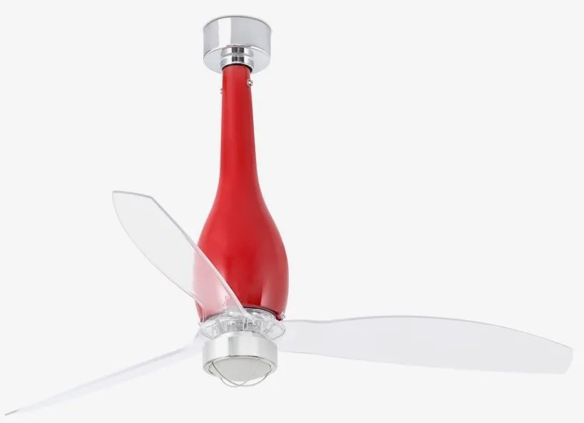 Lustra cu Ventilator si telecomanda ETERFAN M LED rosu/transparent