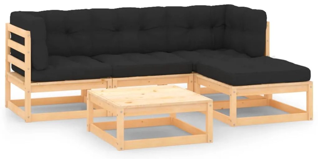 vidaXL Set mobilier de grădină cu perne, 5 piese, lemn masiv de pin