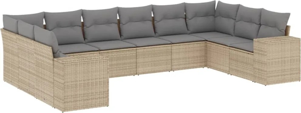 vidaXL Set canapele de grădină cu perne, 10 piese, bej, poliratan