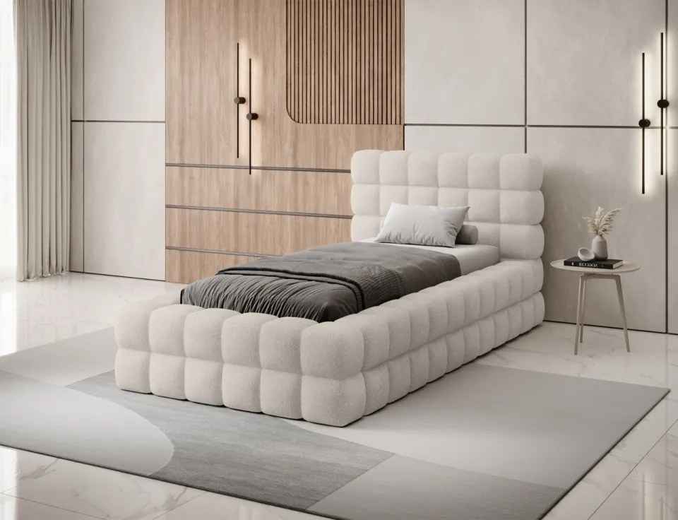 Pat tapitat cu cadru metalic, 90x200 cm, Dizzle, Eltap (Culoare: Verde / Amore 38)