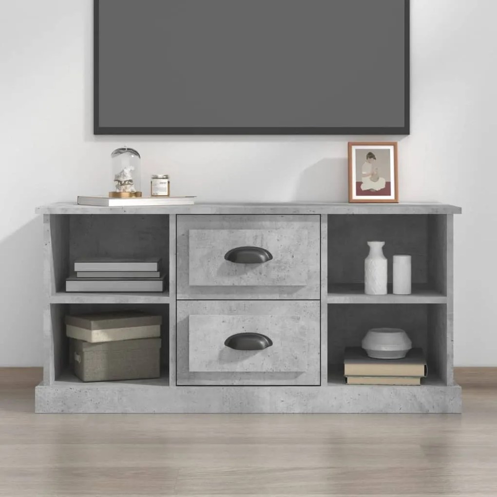 vidaXL Comodă TV, gri beton, 99,5x35,5x48 cm, lemn prelucrat
