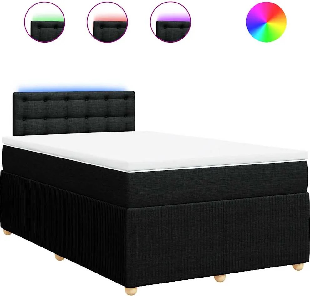 vidaXL Pat box spring cu saltea, negru, 120x190 cm, catifea