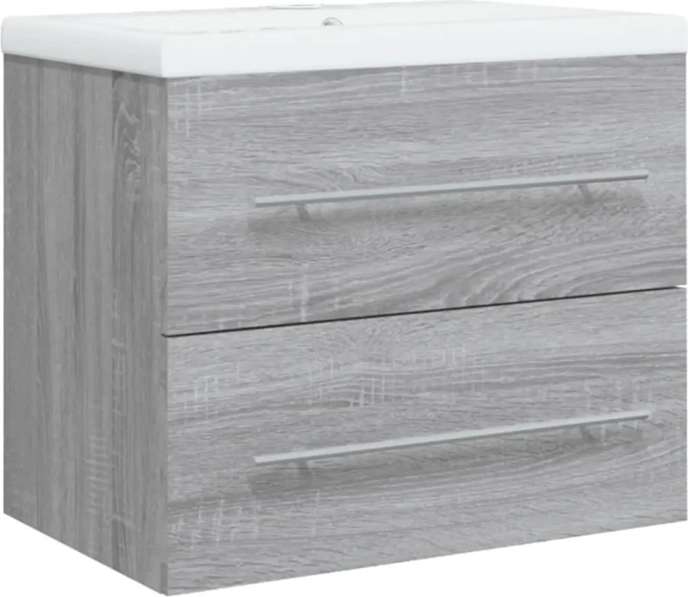 vidaXL Dulap de chiuvetă cu bazin încorporat gri sonoma lemn prelucrat