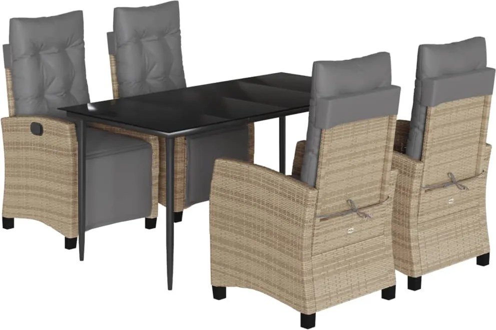 vidaXL Set mobilier pentru grădină, 5 piese, cu perne, bej, poliratan