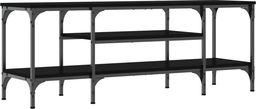 vidaXL Comodă TV, negru, 121x35x45 cm, lemn prelucrat & fier