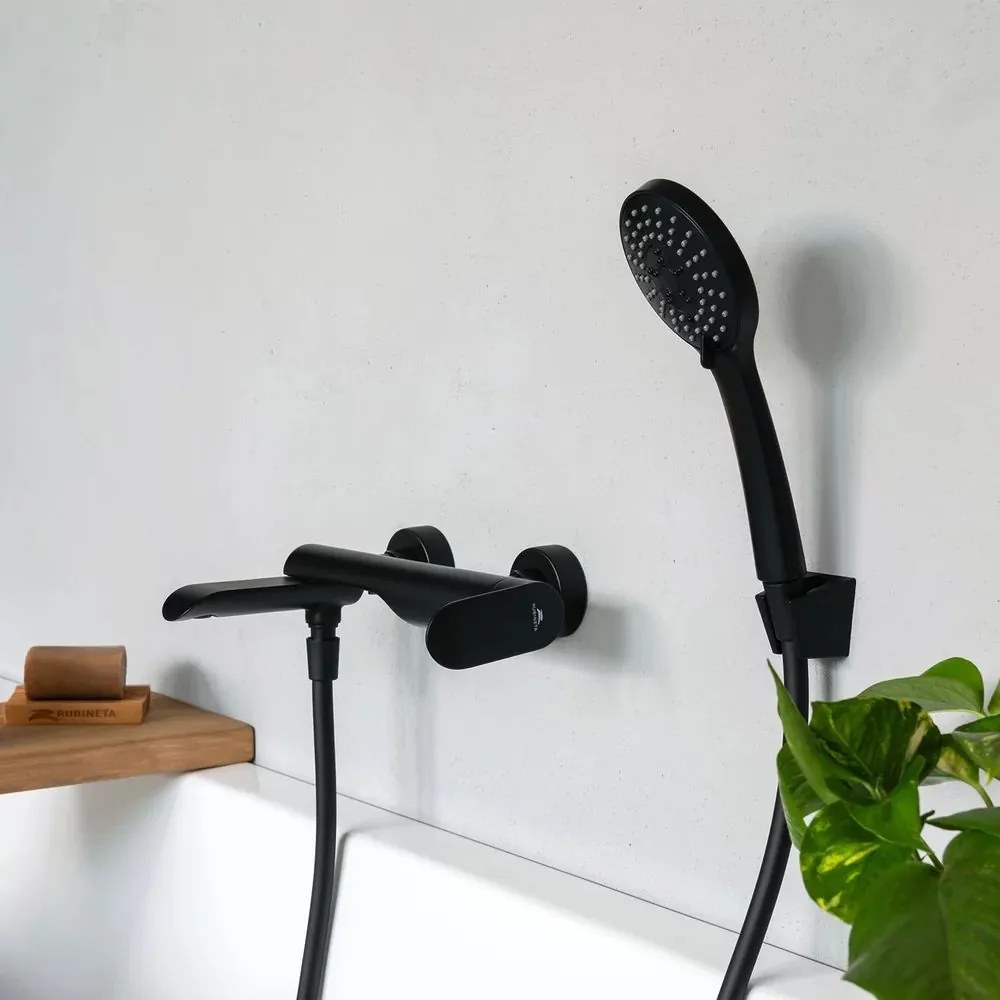 Baterie cada-dus Rubineta Ultra monocomanda negru mat cu set de dus para 3 functii