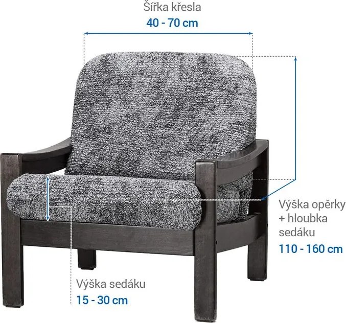 Gaico Huse bielastice MARMO gri fotoliu cu manere de lemn (l. 40 - 70 cm)