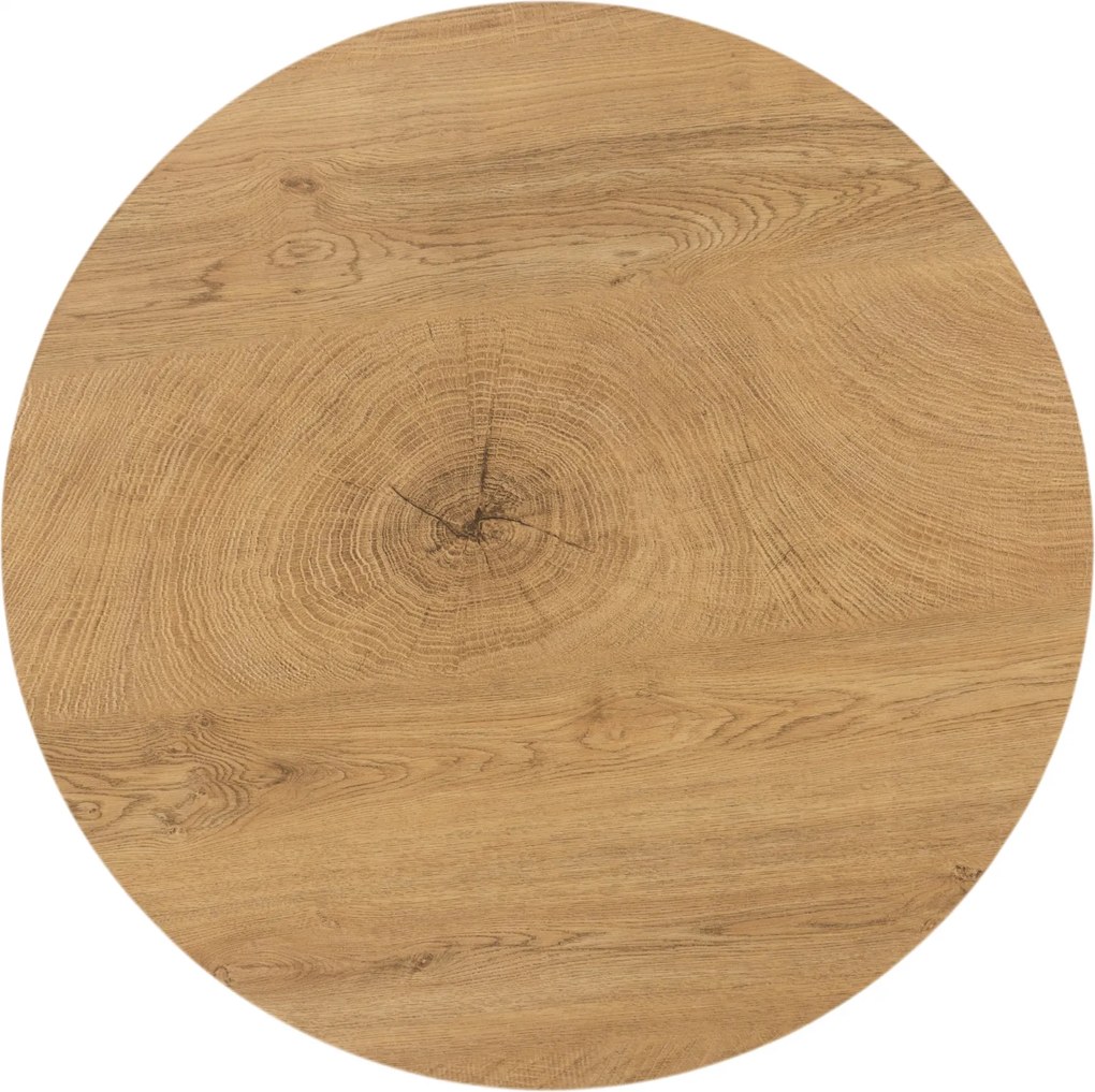 Masă de cafea rotundă Liviano 80 cm cu picioare metalice - stejar natural / negru