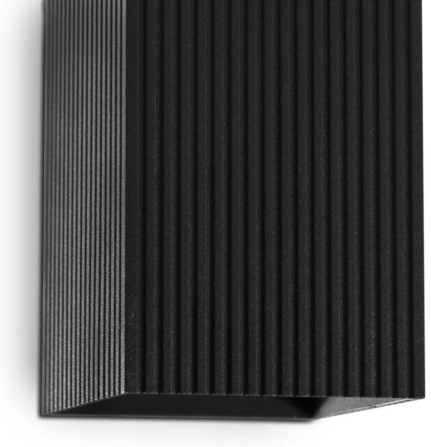 Aplica perete aluminiu striat negru, 2xGU10, LUNE square