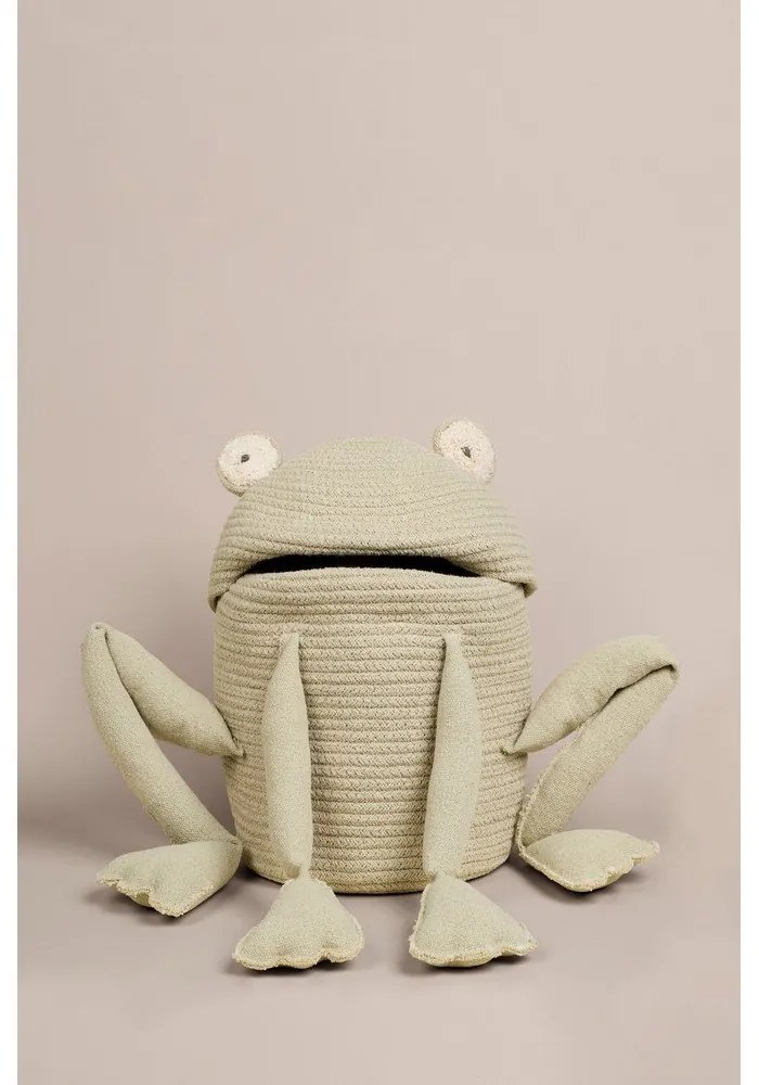 Coș de jucării pentru copii verde deschis din material textil ø 23x35 cm Fred the Frog – Lorena Canals