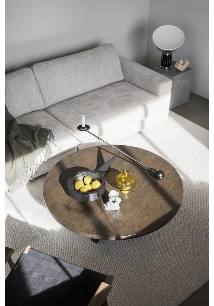 Măsuță de cafea maro închis rotundă cu aspect de lemn de stejar ø 110 cm Boxford – Rowico