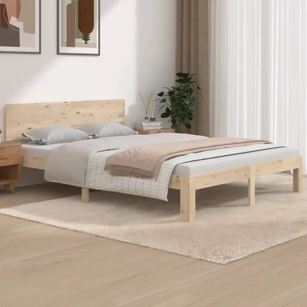vidaXL Cadru de pat, 140x190 cm, lemn masiv de pin