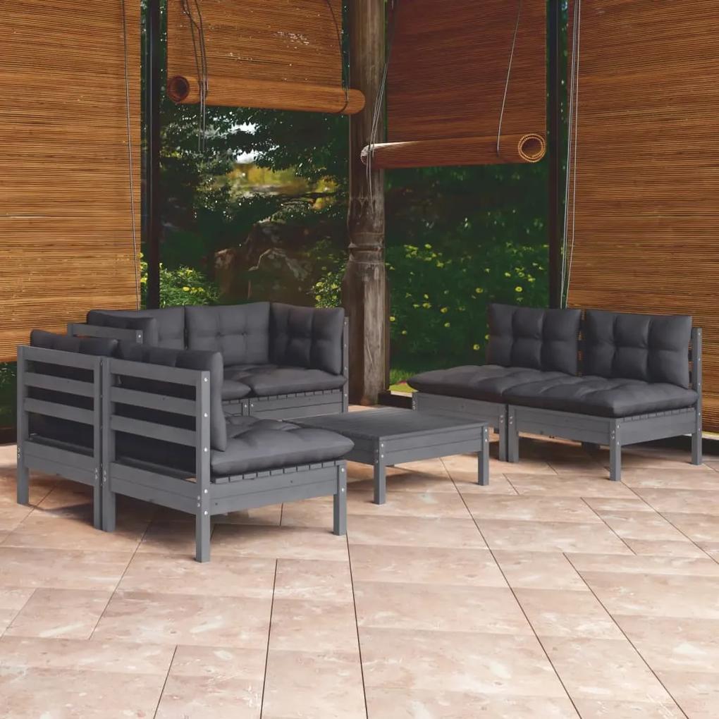 3096216 vidaXL Set mobilier grădină cu perne, 7 piese, lemn masiv de pin
