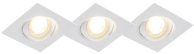 Set de 3 spoturi îngropate albe inclusiv LED reglabil în 3 trepte - Miu