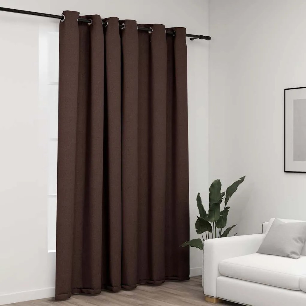 vidaXL Perdea opacă, aspect pânză, cu ocheți, gri taupe, 290x245 cm