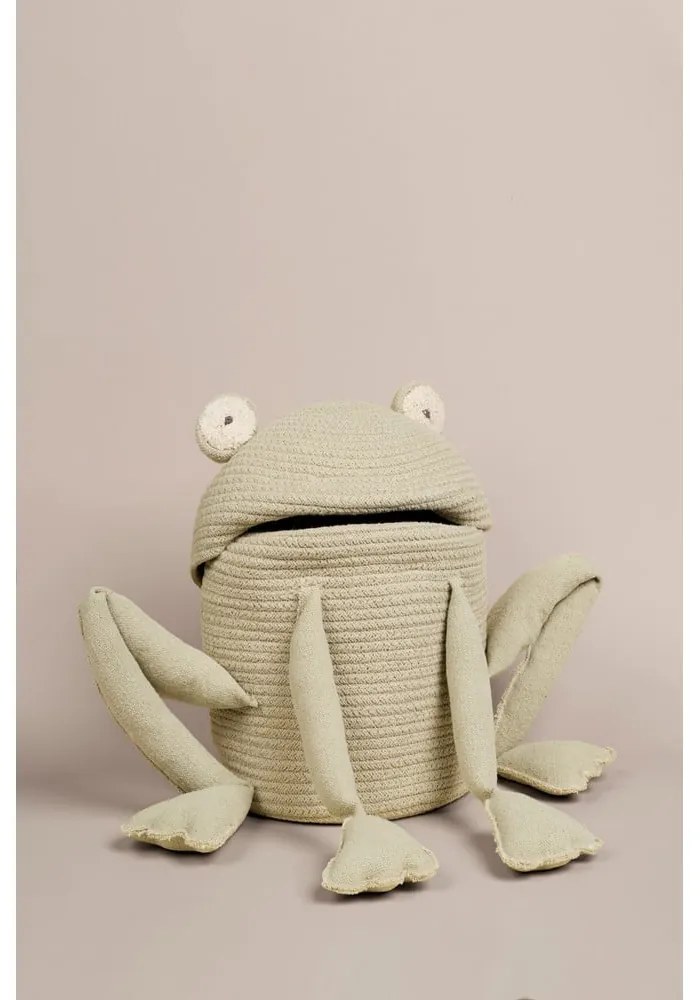 Coș de jucării pentru copii verde deschis din material textil ø 23x35 cm Fred the Frog – Lorena Canals