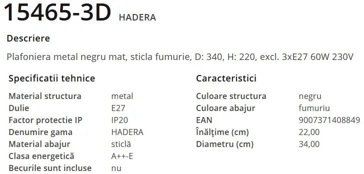 Lustra aplicata design modern HADERA 15465-3D GL