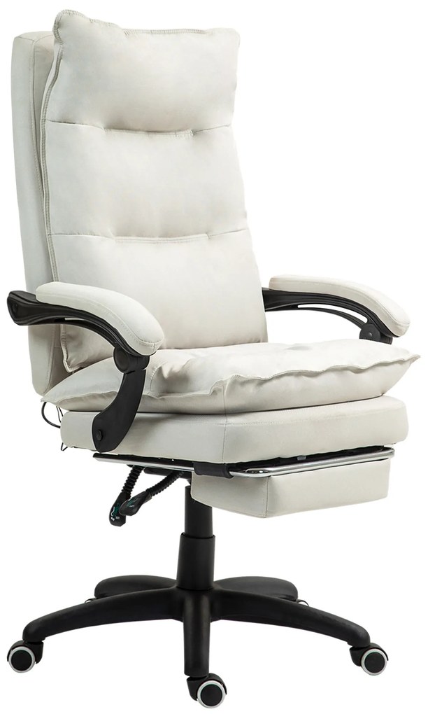 Vinsetto Scaun de birou cu funcție de masaj, Scaun de birou ergonomic cu funcție de rotație, înălțime reglabilă, din nailon, Crem | Aosom Romania