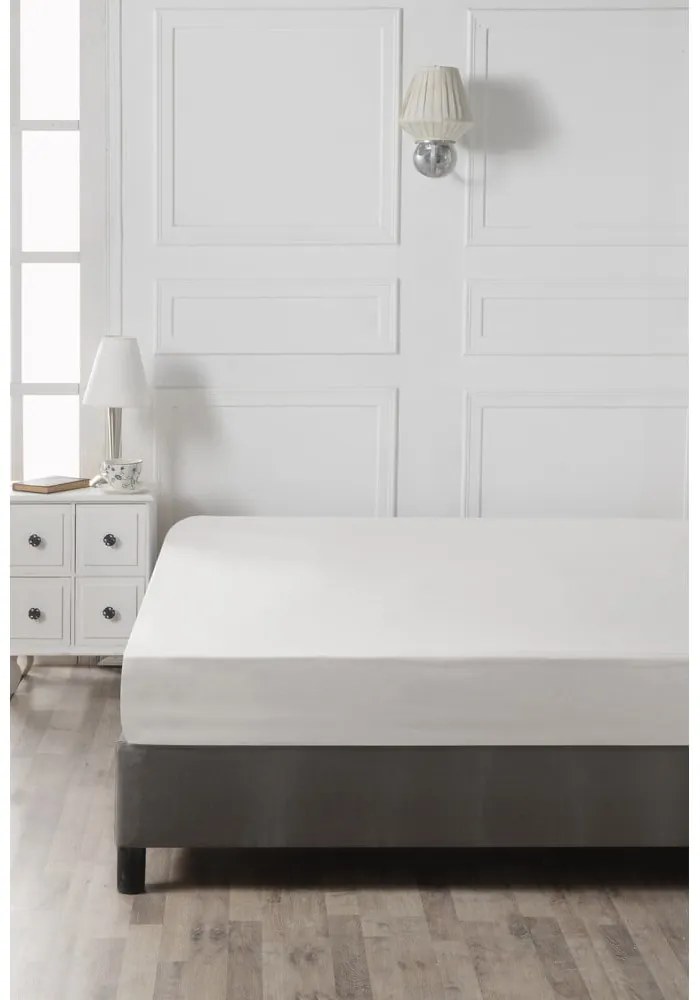 Cearceaf alb din bumbac cu elastic 160x200 cm - Mijolnir
