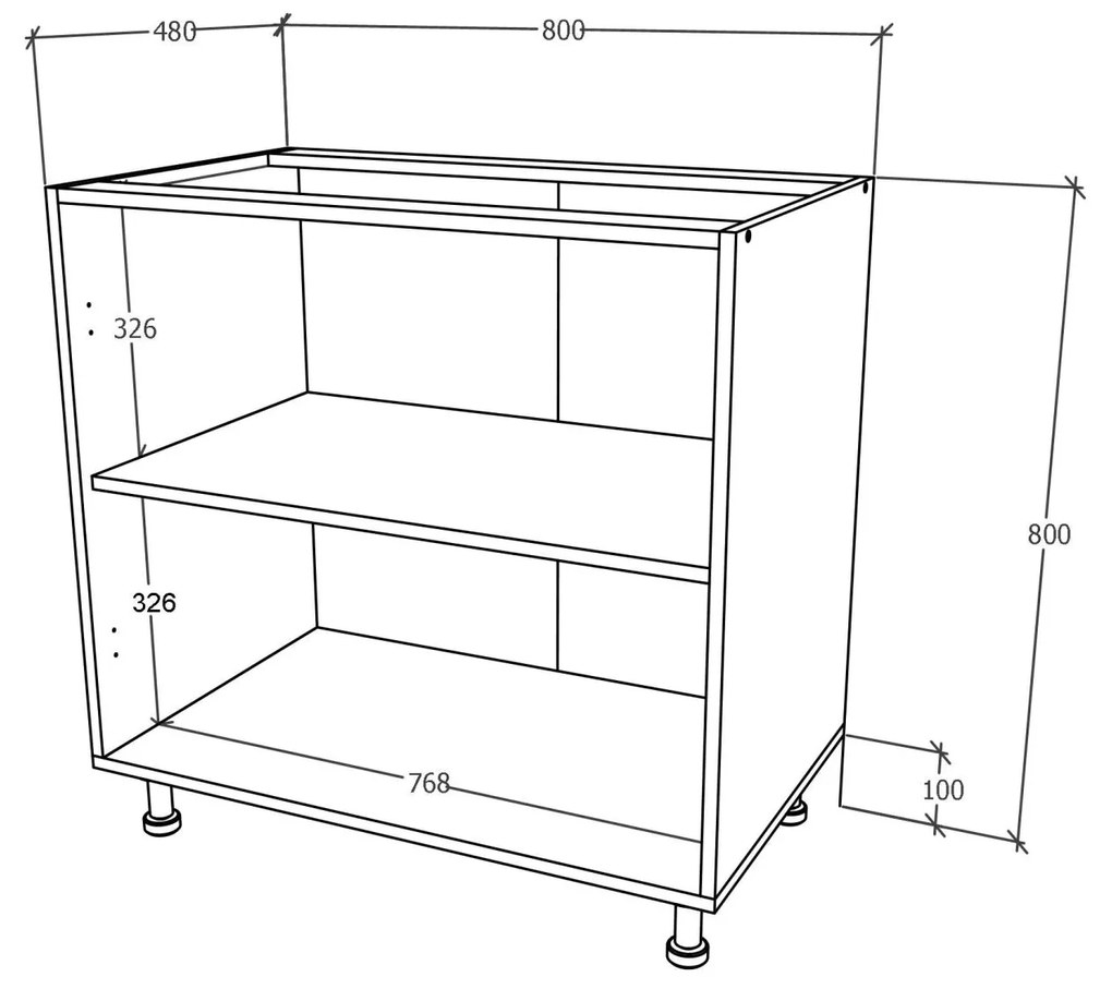 Corp haaus Karo, 2 Usi, Lemn Natural/Alb, 80 x 50 x 80 cm