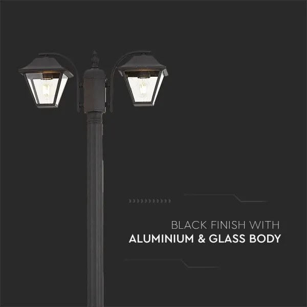 Lampă de exterior 2xE27/60W/230V IP44 232 cm neagră