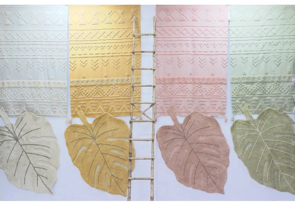 Covor pentru copii bej lavabil/țesut manual din bumbac 120x180 cm Monstera Natural – Lorena Canals