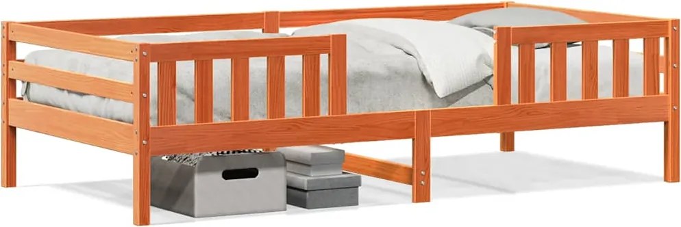 vidaXL Cadru pat fără saltea, maro ceruit, 90x190 cm, lemn masiv pin