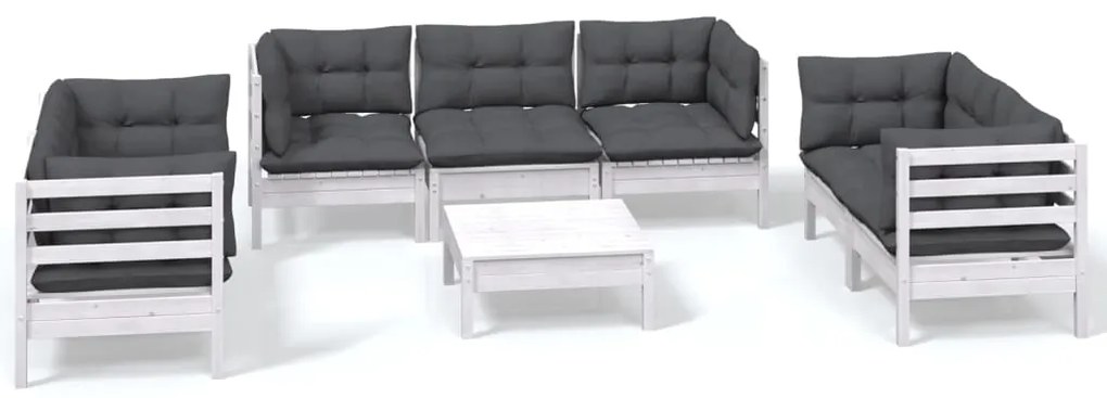 3096263 vidaXL Set mobilier de grădină cu perne, 8 piese, lemn masiv de pin