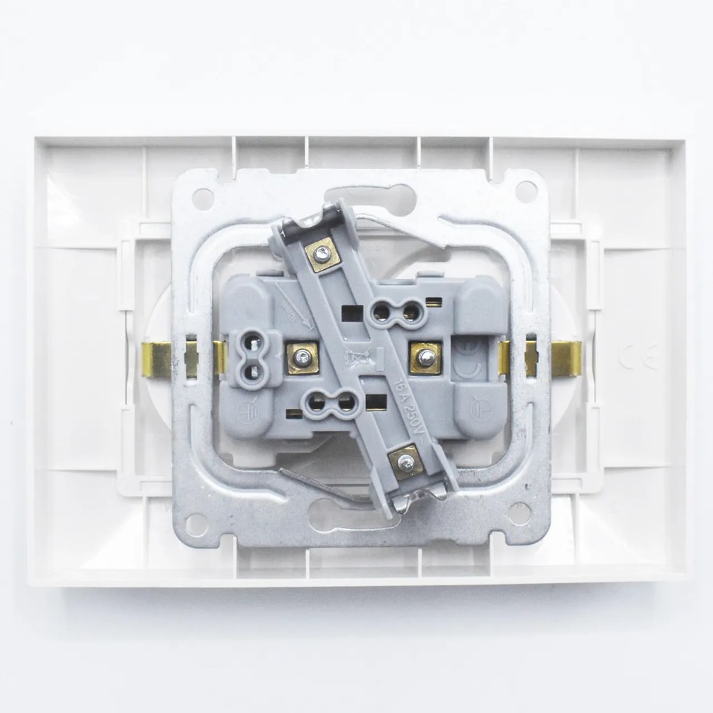 Priza dubla cu impamantare, 16A, IP20, Alb, Arkedia Slim