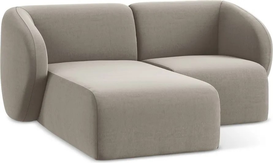 Colțar maro deschis cu tapițerie din catifea (cu colț pe partea stângă/cu șezlong) Lani – Makamii