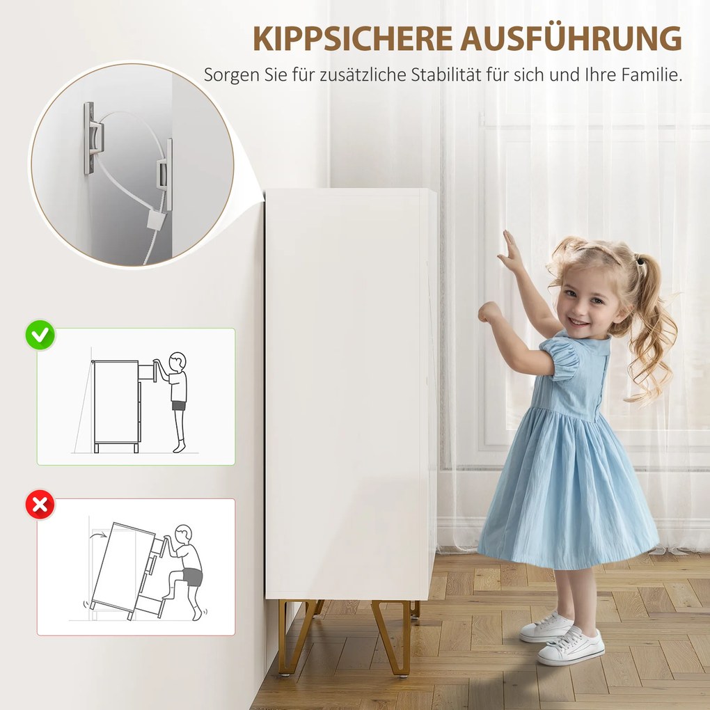 HOMCOM Dulap pentru încălțăminte cu 2 uși, raft pentru pantofi, depozitare cu 3 rafturi reglabile 72 x 31,5 x 95 cm, Alb | Aosom Romania