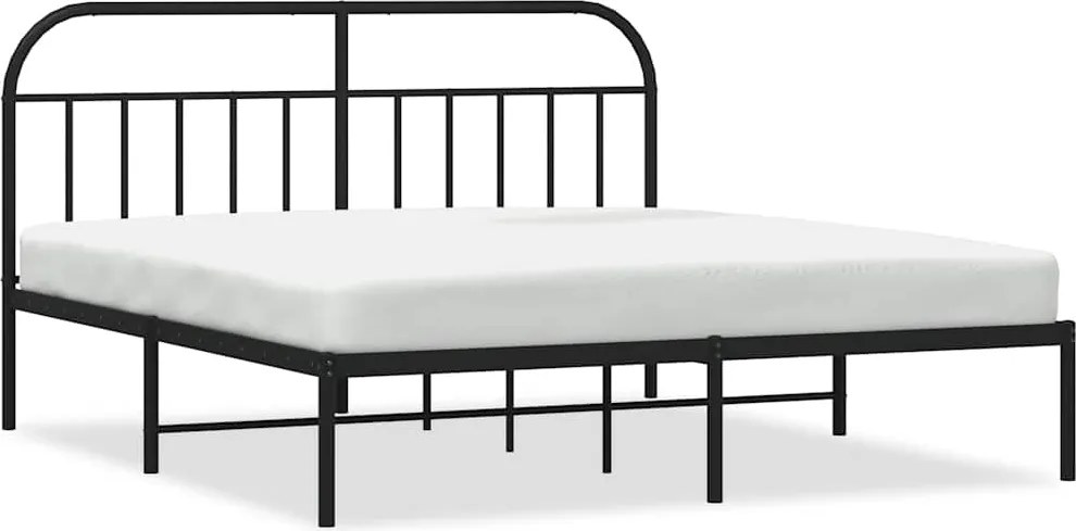 vidaXL Cadru de pat metalic cu tăblie, negru, 183x213 cm