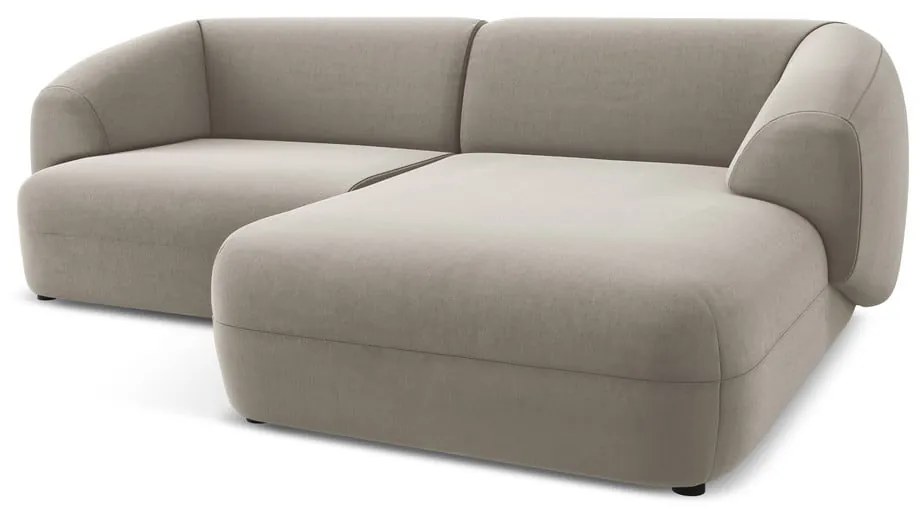 Colțar bej cu tapițerie din catifea (cu colț pe partea dreaptă) Moana – Makamii