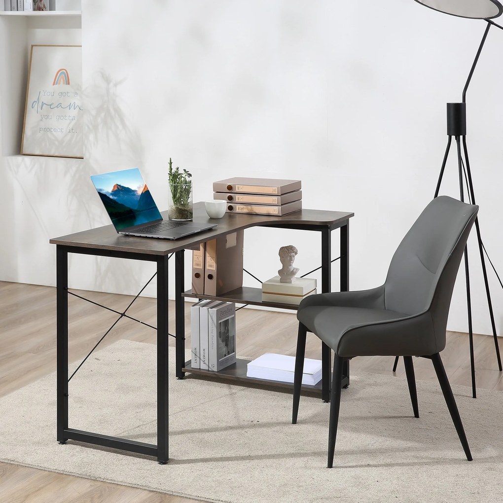 HomCom birou unghiular, 2 rafturi, 120x73,2x75 cm | AOSOM RO