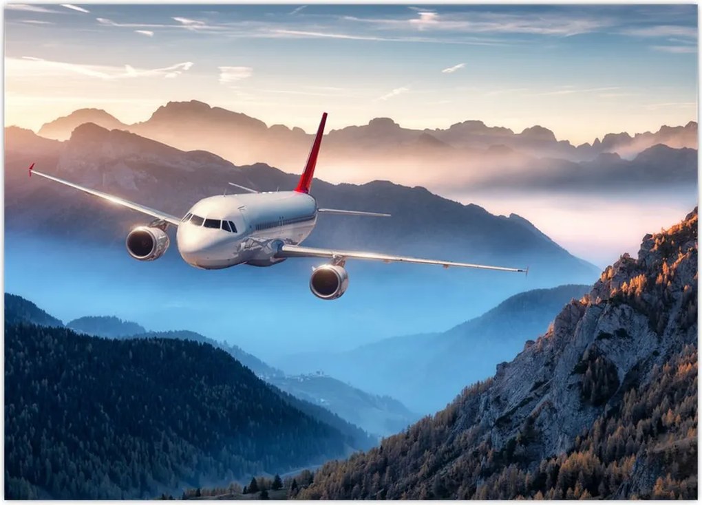 Tablou - Avion peste crestele montane (70x50 cm)