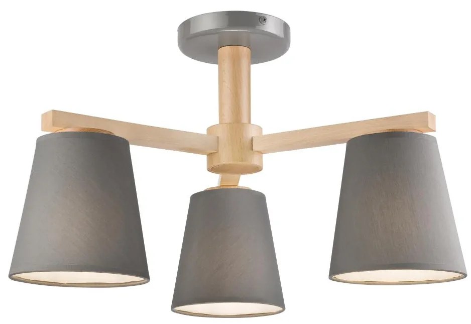 Lustr ELLIE 3xE27/60W/230V, montare pe tavan, gri/fag