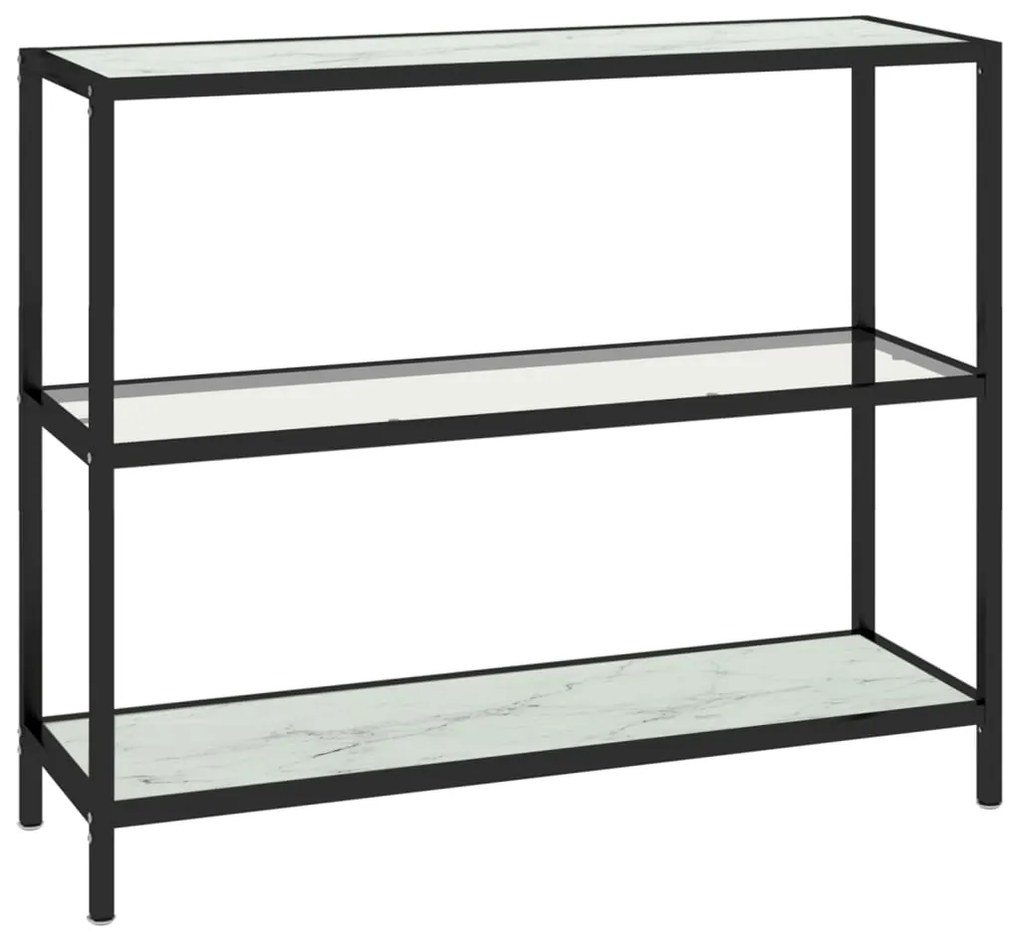 331632 vidaXL Raft, transparent/alb marmură, 100x36x90 cm, sticlă securizată