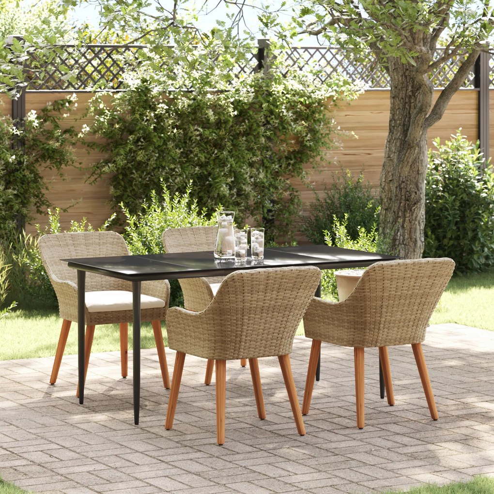 vidaXL Set dining grădină 5 piese Bej din Ratan Polican