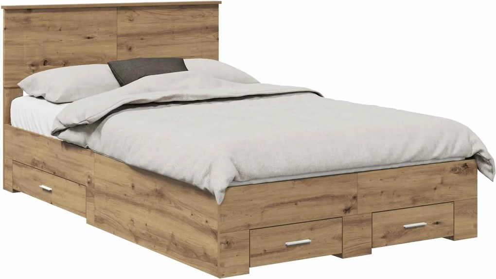 vidaXL Cadru de pat Stejar Artizanal 120 x 190 cm Lemn compozit