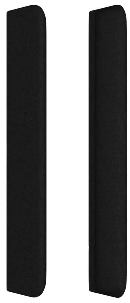 Tablie de pat cu aripioare, negru, 203x16x118 128 cm, textil 1, Negru, 203 x 16 x 118 128 cm