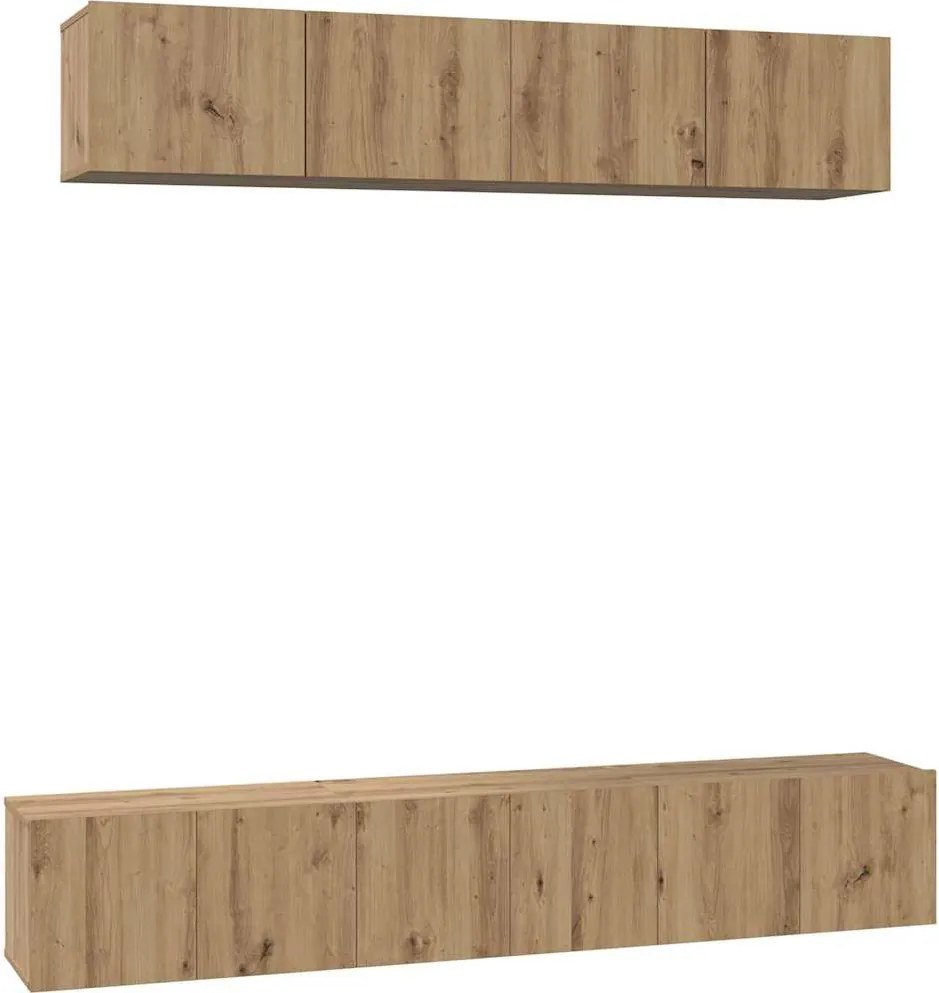 vidaXL Set comodă TV Pe perete 5 pcs Stejar Artizanal Lemn compozit