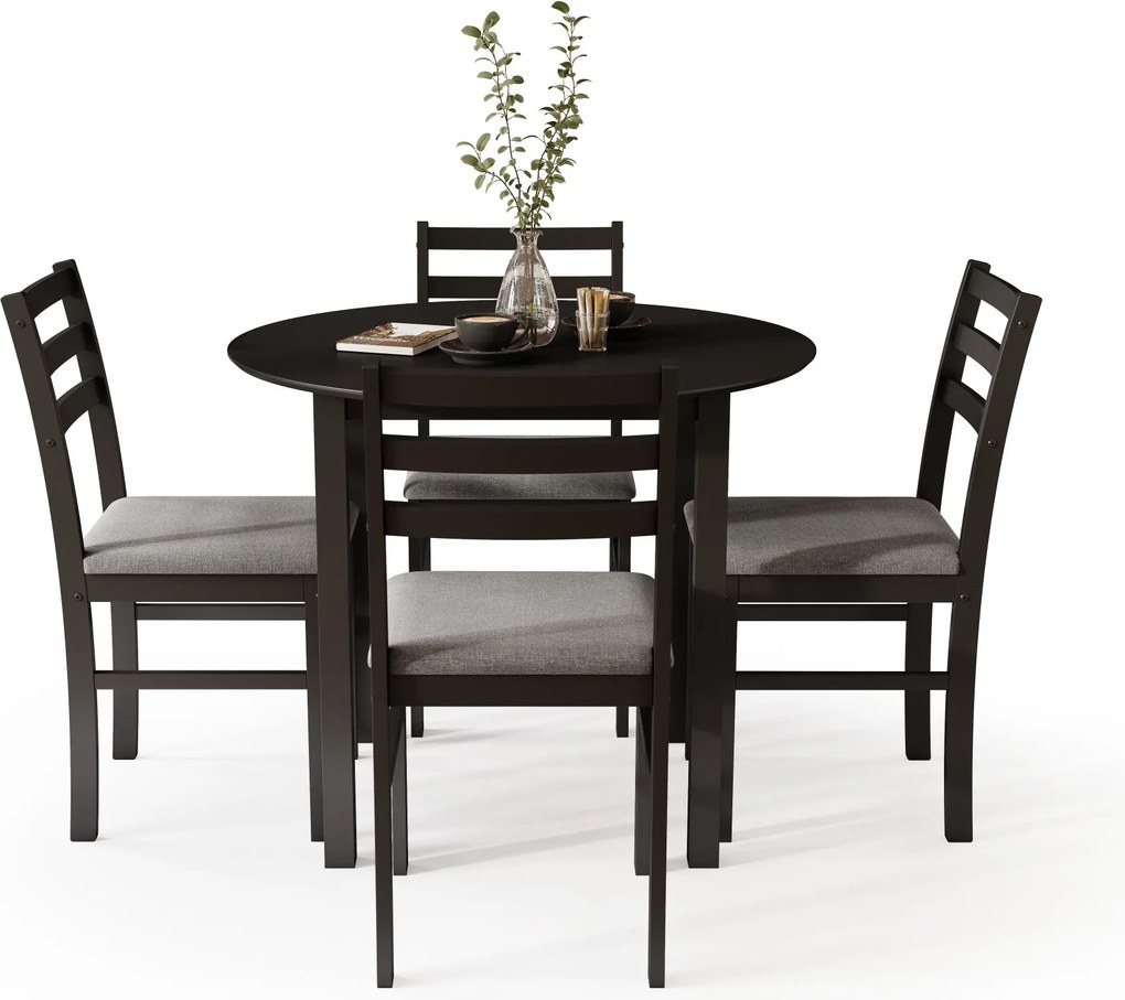 Set TORINO Masă rotundă + 4 scaune Negru / Gri Deschis
