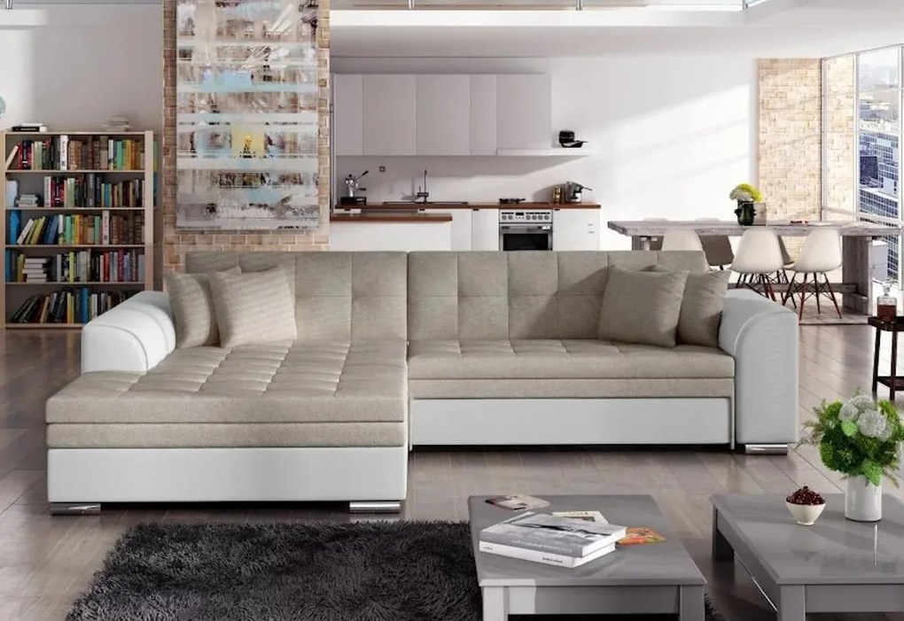 Supermobel Colțar extensibil SORENTO, 294x80x196, jasmine100/soft017white, stânga