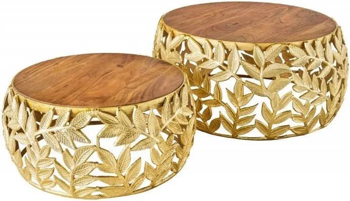 Set de 2 masute design unicat realizate manual Abstract Leaf auriu