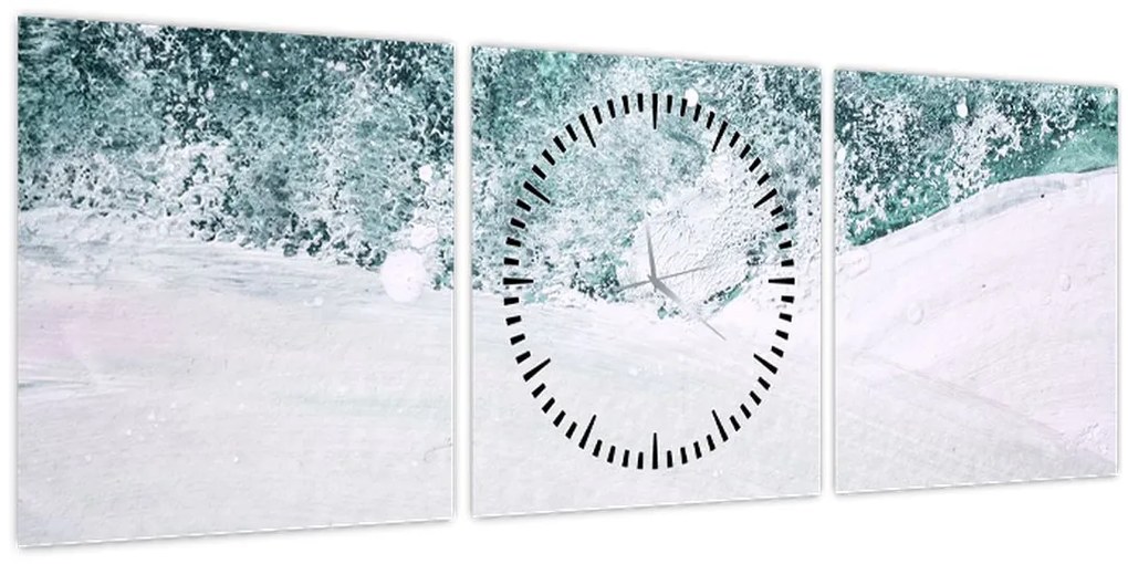 Tablou - Turcoaz abstractizare (cu ceas) (90x30 cm)